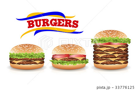Fast Food Realistic Burger Vector. Set Hamburger 33776125