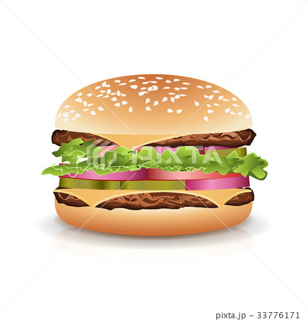 Fast Food Realistic Burger Vector. Big Burger Icon 33776171