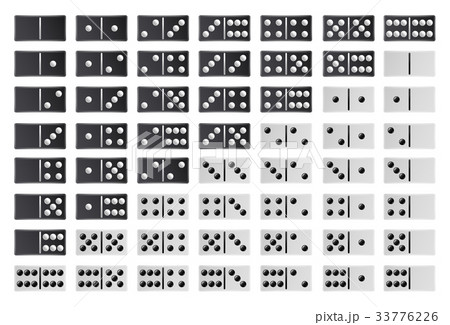 Domino Full Big Set Vector. Black And White Color 33776226