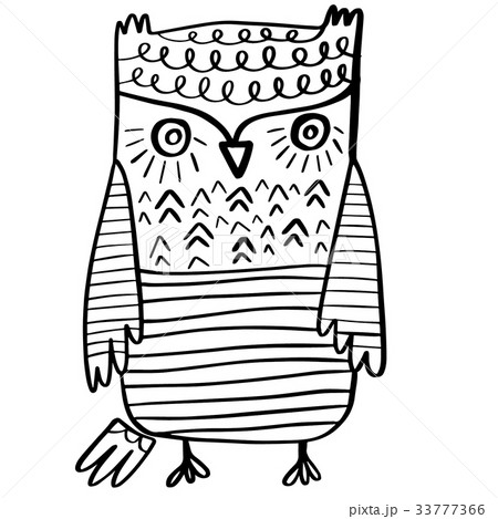 Hand drawn owl black white. Art Coloring book Hand drawn owl black white. Art Coloring book 33777366