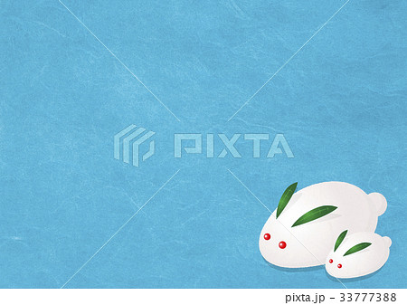 和紙の質感を感じる背景素材　雪うさぎ 33777388