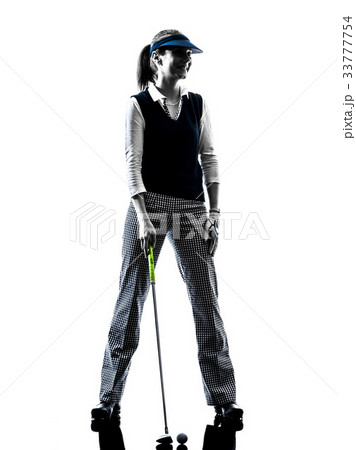 woman golfer golfing silhouette 33777754