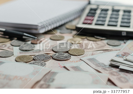 money thai banknote with white notebook pape money thai banknote with white notebook pape 33777957