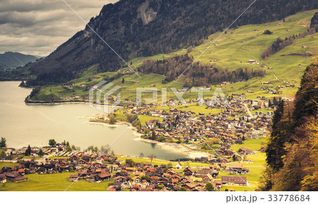 Rural Swiss landscape. Lungern toned photo 33778684