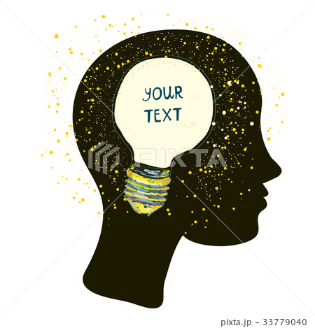Woman head with lightbulb - idea concept Woman head with lightbulb - idea concept 33779040