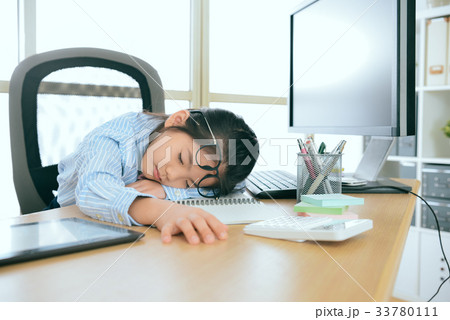 young cute little female children office worker 33780111