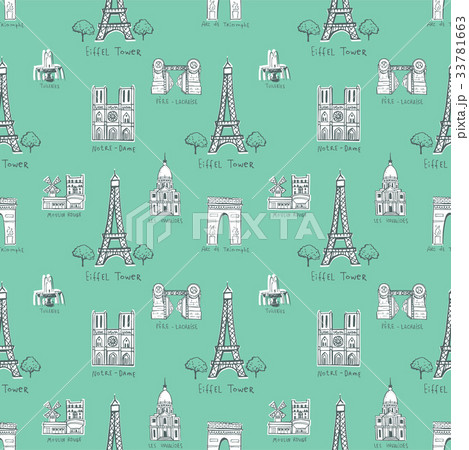 Seamless background with symbols of Paris Seamless background with symbols of Paris 33781663