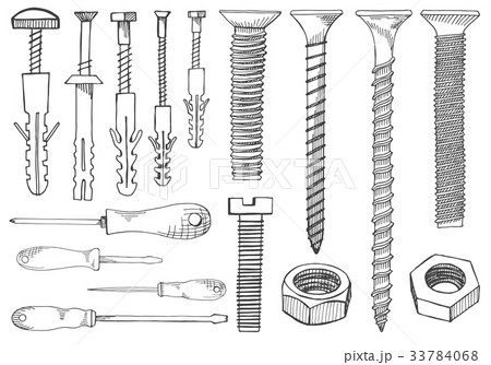 Set of tools and fasteners. Set of tools and fasteners. 33784068