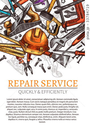 Work tools vector poster for repair service Work tools vector poster for repair service 33784719