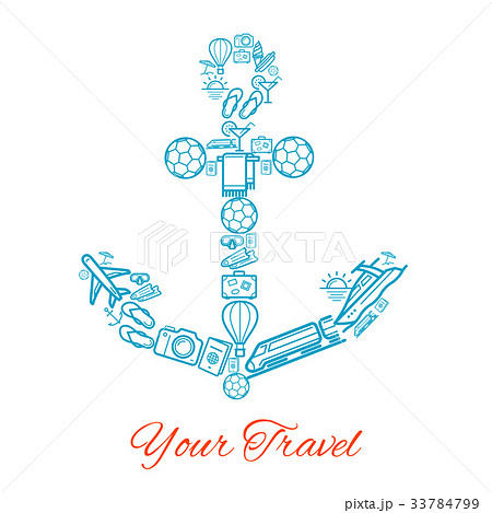 Vector anchor of travel and summer vacation icons 33784799