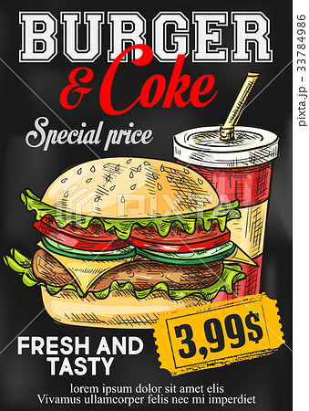 Fast food vector price card burger and coke menu Fast food vector price card burger and coke menu 33784986