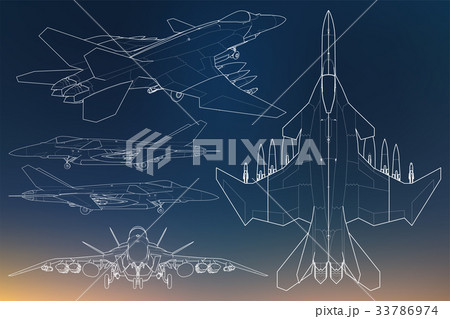 Set of military jet fighter silhouettes. Image of Set of military jet fighter silhouettes. Image of 33786974