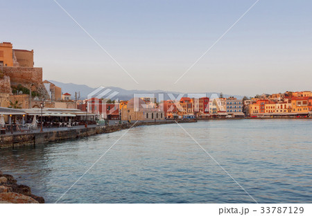 Chania. The old harbor at dawn. 33787129