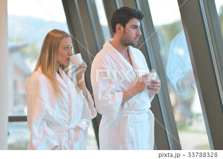 Couple enjoying wellness weekend and spa Couple enjoying wellness weekend and spa 33788328