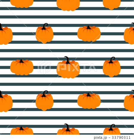 Halloween pumpkin vector seamless striped pattern. 33790311