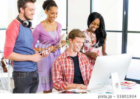 Young office workers or students as a team Young office workers or students as a team 33801934