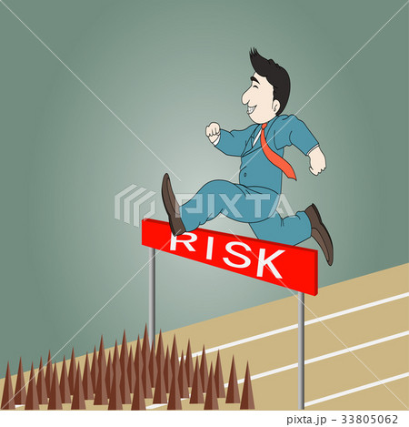 Businessman jumping over hurdle to risk Businessman jumping over hurdle to risk 33805062