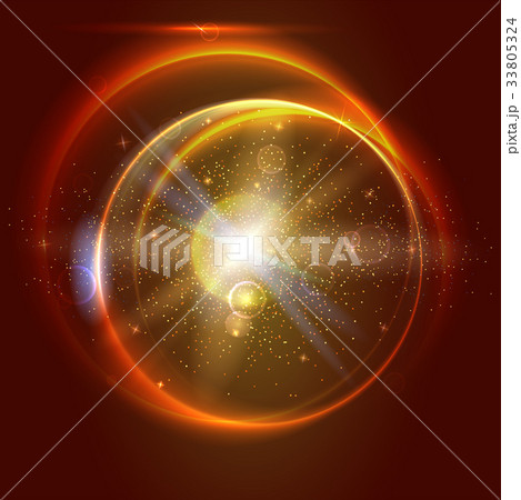 Blurred light rays and lens flare backdrop. Glow 33805324