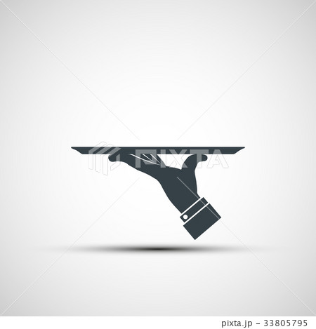 Vector icon of human hand with a tray 33805795