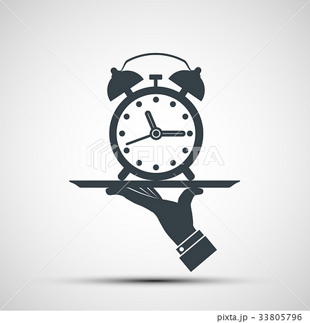 Vector icons alarm clock on a tray 33805796