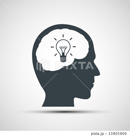 Vector icon of human head with a light bulb 33805800
