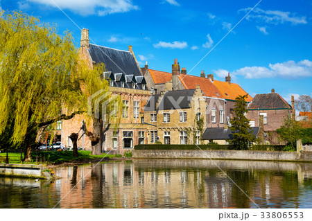 Panorama with lake, Bruges, Belgium 33806553