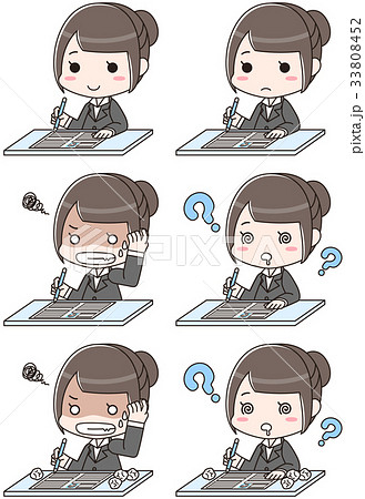 履歴書を書く女性（セット） 33808452