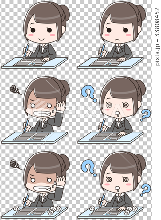 履歴書を書く女性（セット） 33808452