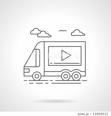 Video ads on transport flat line vector icon 33809032