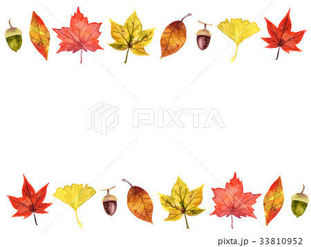 秋の植物フレームのイラスト素材 33810952 Pixta