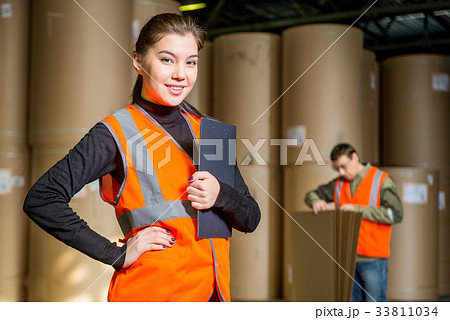 Paper mill factory workers 33811034