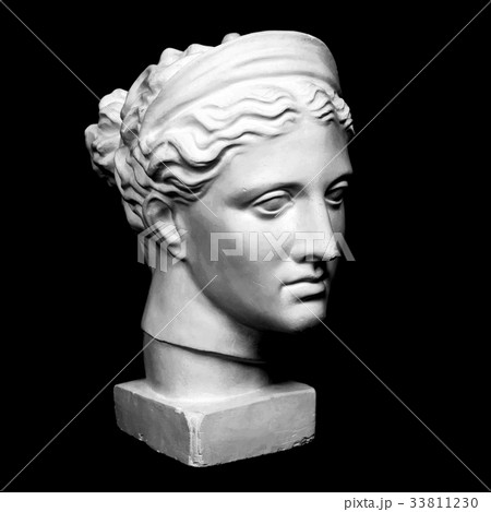 Marble head of young woman, ancient Greek goddess 33811230