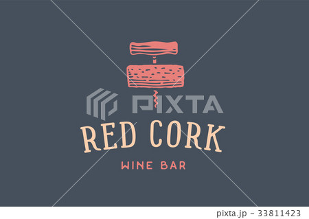 Label of wine bar with corkscrew 33811423