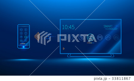 The smart TV is controlled by a smart phone The smart TV is controlled by a smart phone 33811867