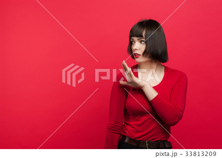 Distrustful girl. Woman tired of lies 33813209
