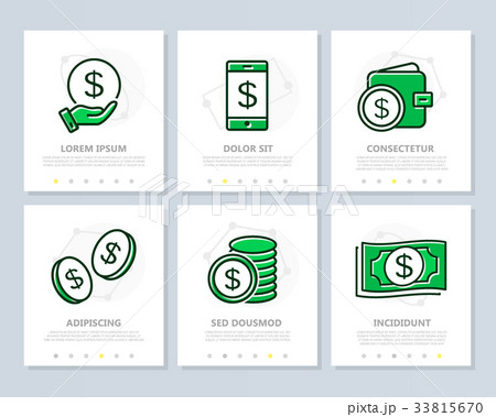 Set of bank and money colored elements for 33815670