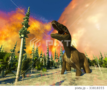 Dinosaur doomsday 3d rendering Dinosaur doomsday 3d rendering 33818355