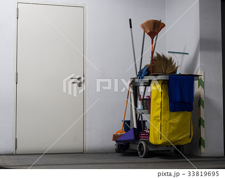 Cleaning tools cart wait for cleaning. Cleaning tools cart wait for cleaning. 33819695