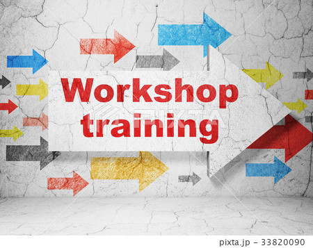 Learning concept: arrow with Workshop Training on 33820090
