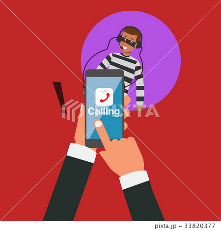 Business hand calling with online hacker 33820377