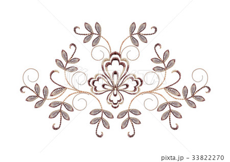 Embroidery yellow brown flower and twisted beads 33822270