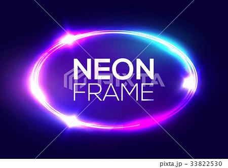 Neon sign. Oval frame with glowing and light 33822530