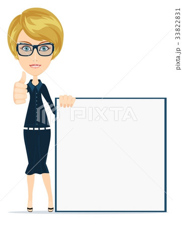 Portrait of the business woman with a poster Portrait of the business woman with a poster 33822831