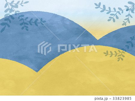 山並みと木の葉のイラスト素材 山並みと木の葉のイラスト素材