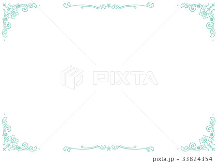 星と薔薇の飾り枠（グリーン） 33824354