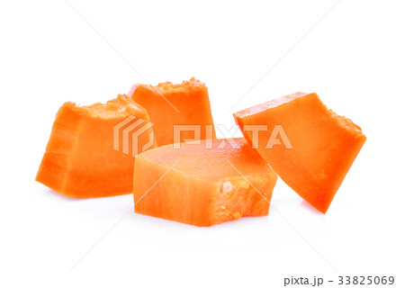 sliced of ripe papaya isolated on white background sliced of ripe papaya isolated on white background 33825069