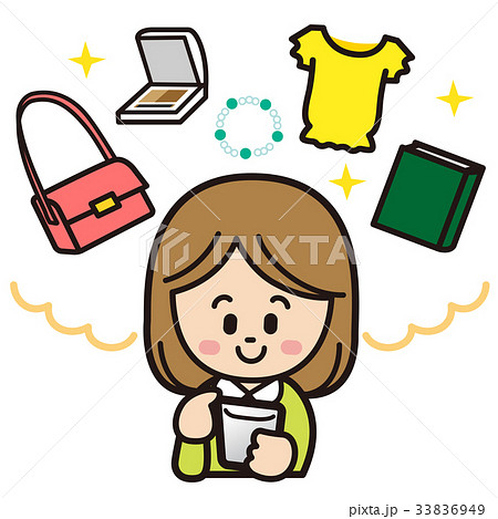 スマートフォンを操作して買い物しようとする女性 33836949