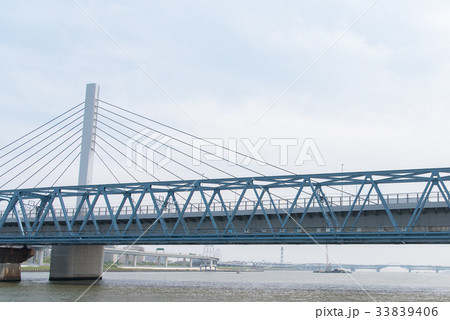 清砂大橋と東西線荒川中川橋梁 清砂大橋と東西線荒川中川橋梁 33839406