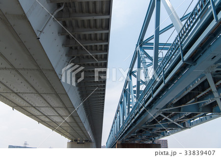 清砂大橋と東西線荒川中川橋梁 清砂大橋と東西線荒川中川橋梁 33839407