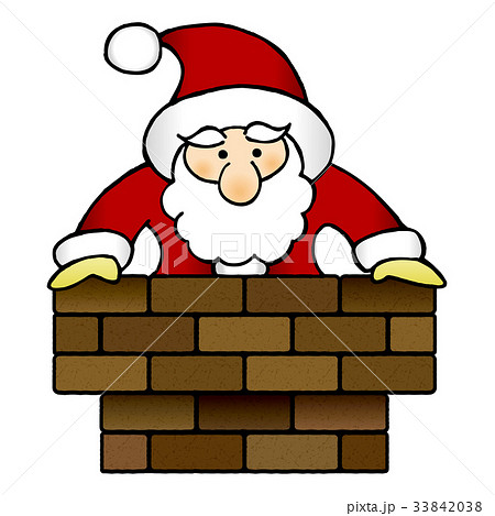 サンタクロース 煙突 クリスマス［黒ライン］ 33842038